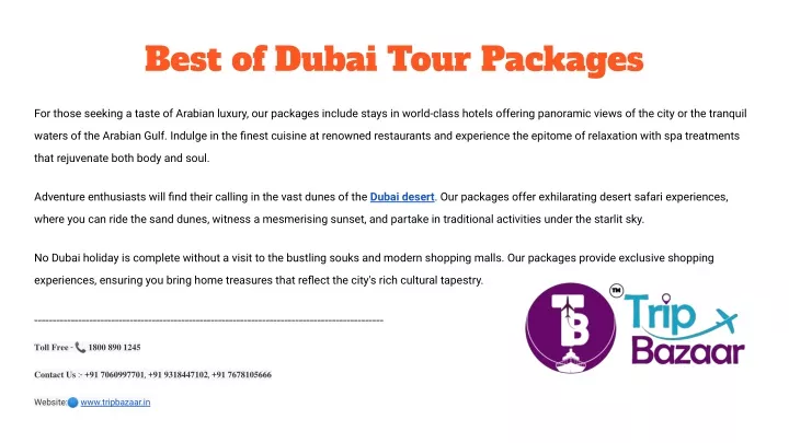 best of dubai tour packages