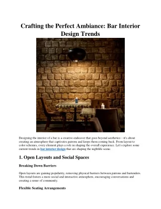 crafting the perfect ambiance bar interior design