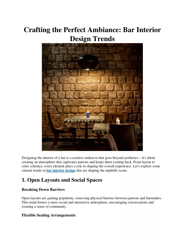 crafting the perfect ambiance bar interior design