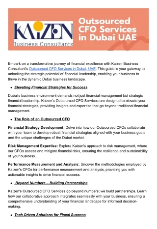 Outsourced CFO Services in Dubai UAE