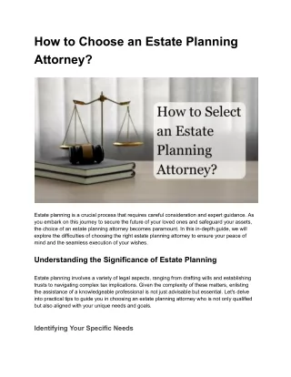 How to Select an Estate Planning Attorney