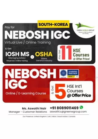 The Growing Significance of Nebosh Course in South Korea for Safety Trainings