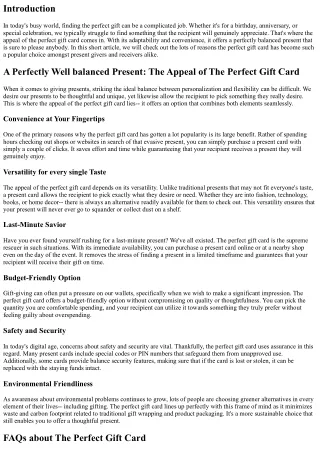 A Completely Well Balanced Present: The Appeal of The Perfect Gift Card