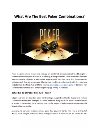 what are the best poker combinations