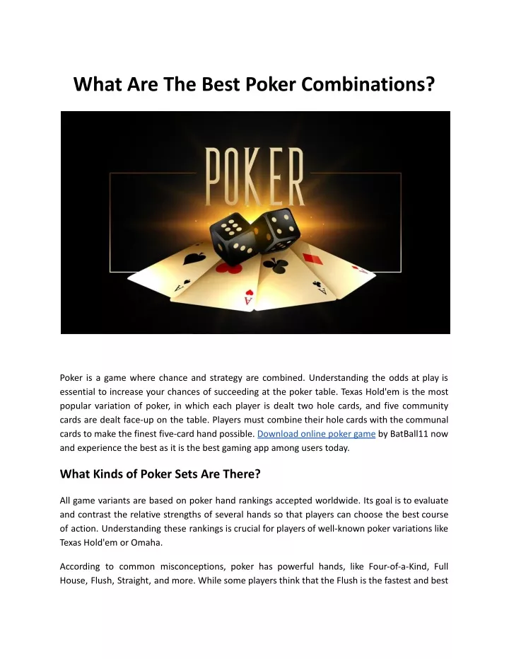 what are the best poker combinations