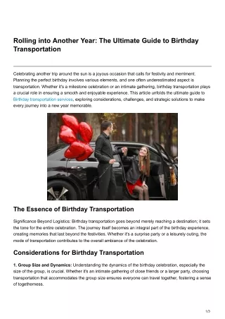 Rolling into Another Year The Ultimate Guide to Birthday Transportation