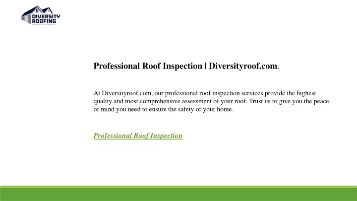 professional roof inspection diversityroof