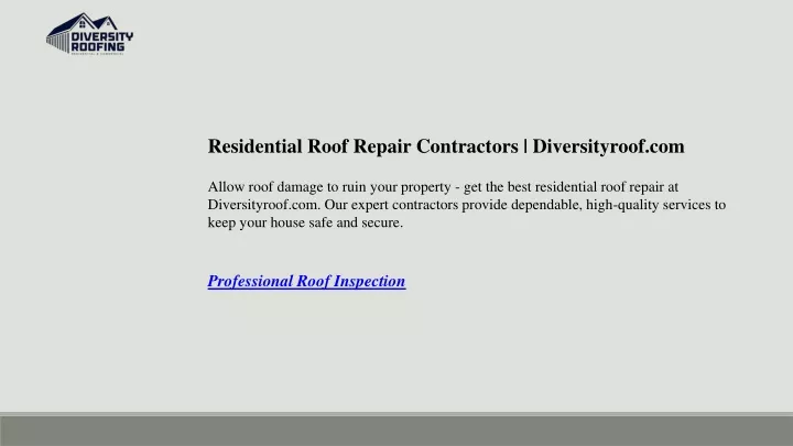 residential roof repair contractors diversityroof