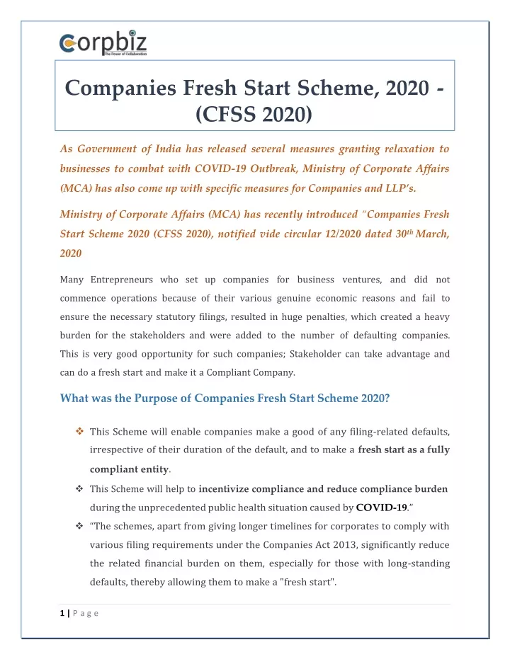companies fresh start scheme 2020 cfss 2020