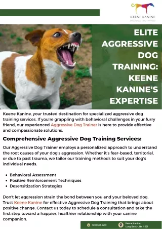 Elite Aggressive Dog Training: Keene Kanine's Expertise