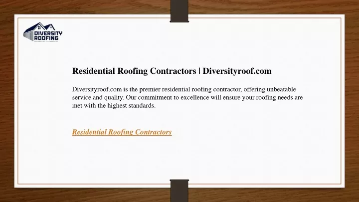 residential roofing contractors diversityroof