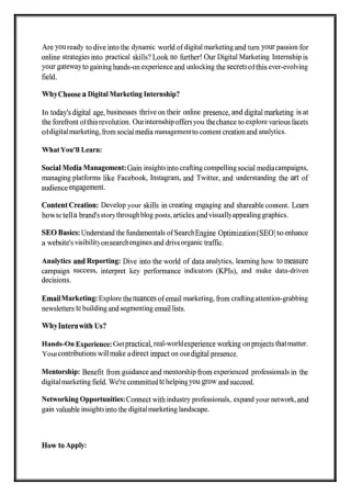 internship in digital marketing