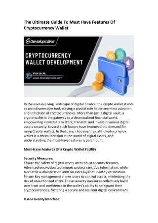 Cryptocurrency Wallet Development - Developcoins