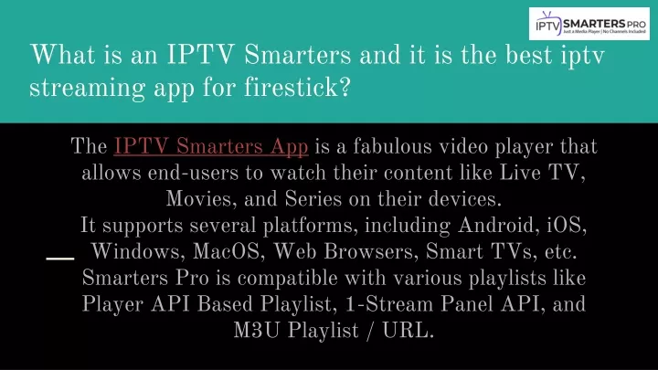 what is an iptv smarters and it is the best iptv streaming app for firestick