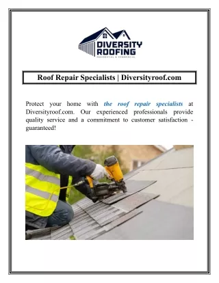 Roof Repair Specialists  Diversityroof.com