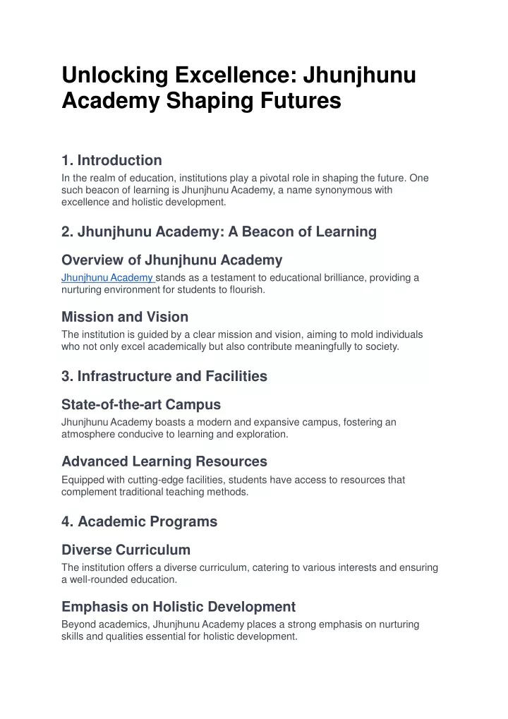 unlocking excellence jhunjhunu academy shaping futures
