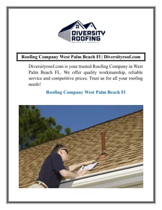Roofing Company West Palm Beach Fl  Diversityroof.com