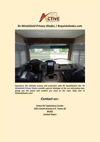 Rv Windshield Privacy Shades  Rvquickshades.com