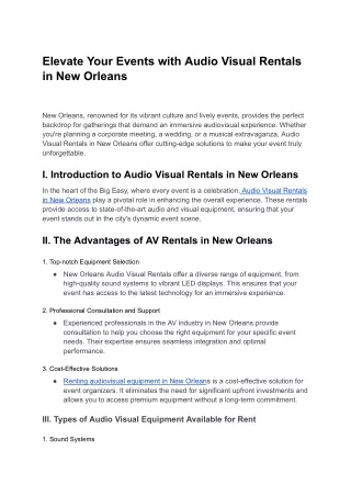 Audio Visual Rentals New Orleans
