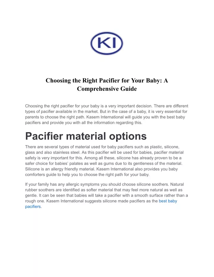 choosing the right pacifier for your baby