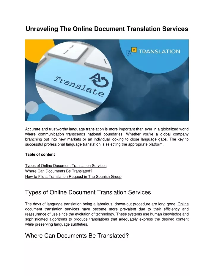 unraveling the online document translation