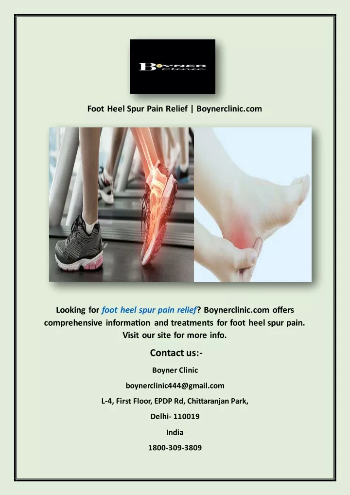 foot heel spur pain relief boynerclinic com