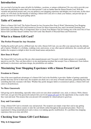 Optimizing Your Shopping Experience with a Simon Gift Card