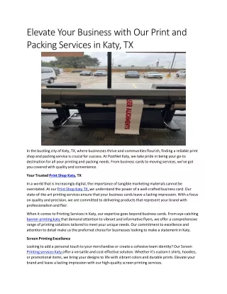 Elevate Your Business with Our Print and Packing Services in Katy