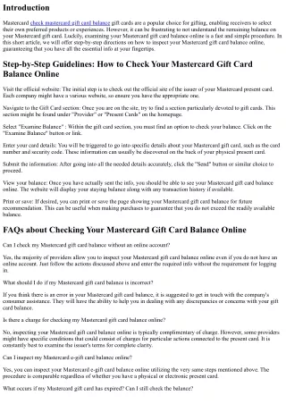Step-by-Step Guidelines: How to Inspect Your Mastercard Gift Card Balance Online
