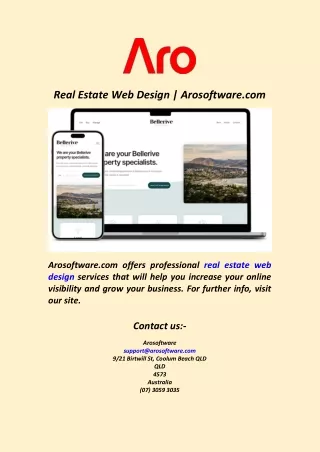 Real Estate Web Design  Arosoftware.com