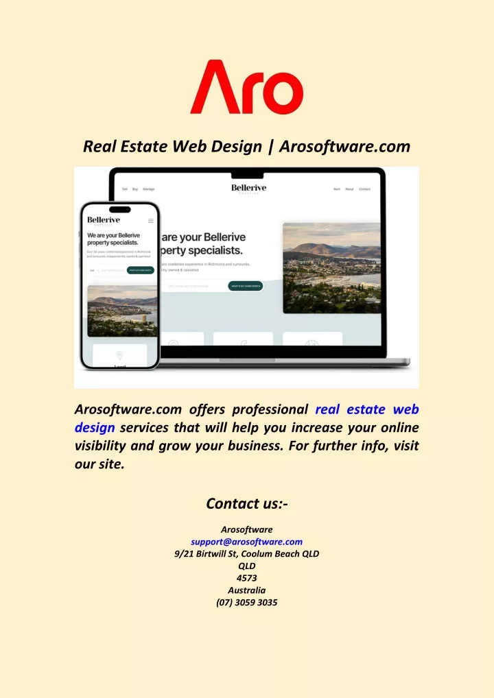 real estate web design arosoftware com