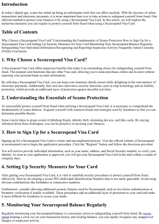How to Secure Yourself from Fraud with a Securespend Visa Card