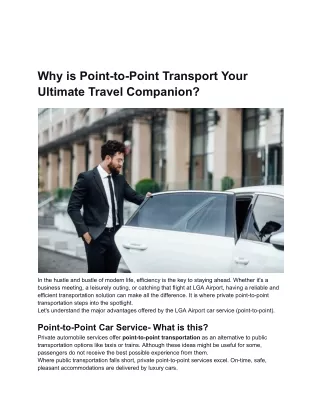 Why is Point-to-Point Transport Your Ultimate Travel Companion