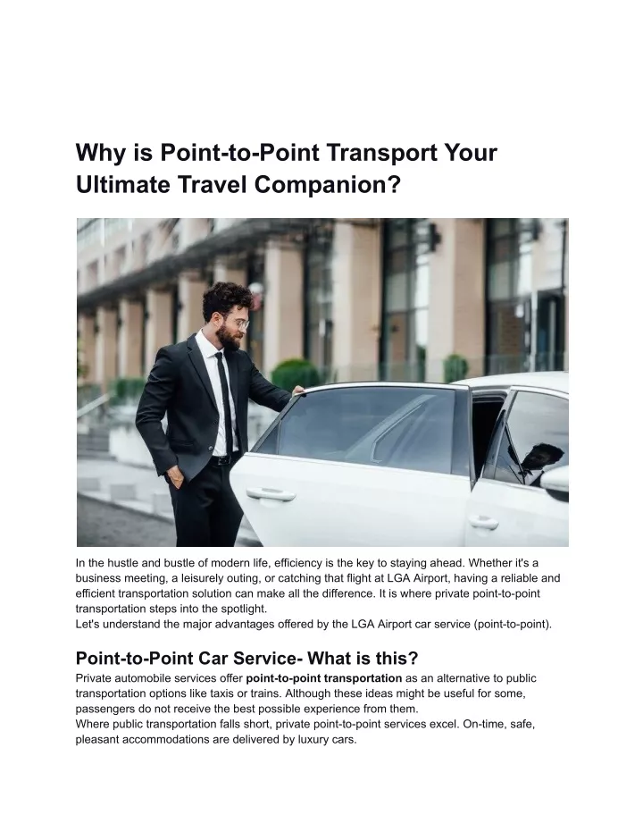 why is point to point transport your ultimate