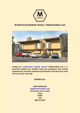 Architectural Modular Homes  Mekamodular.com