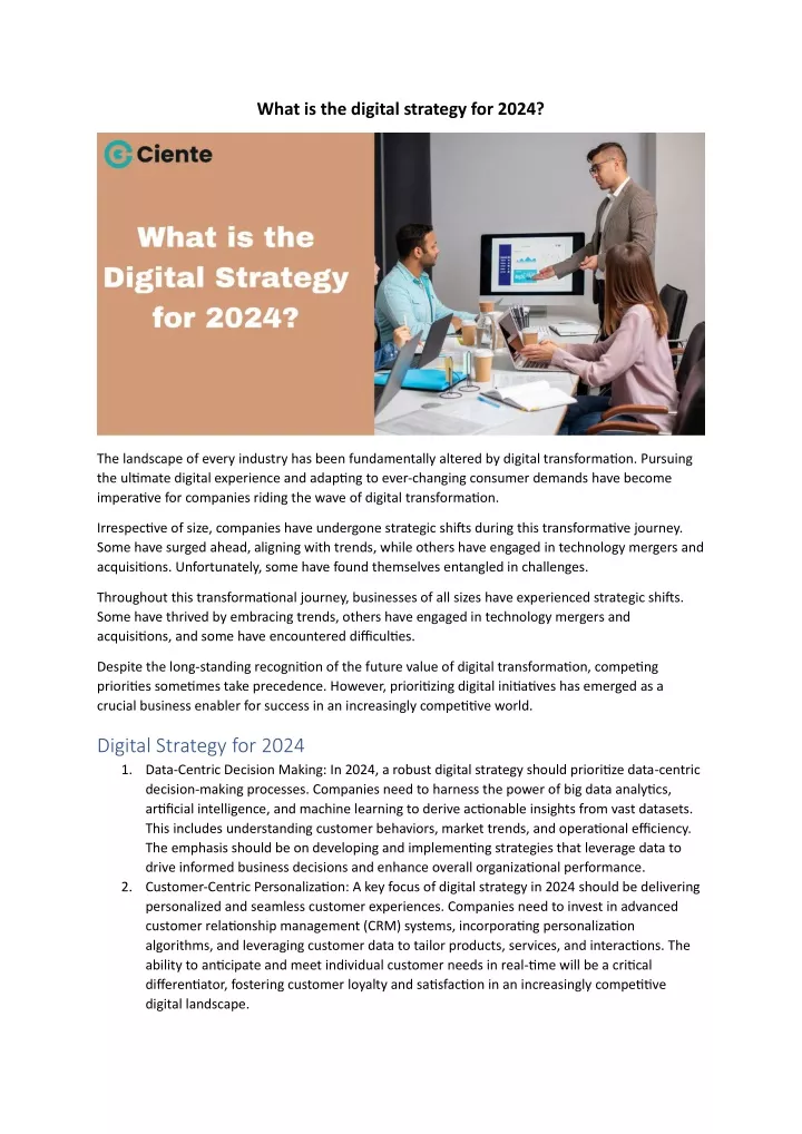 what is the digital strategy for 2024