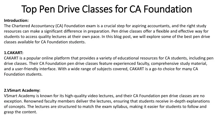 top pen drive classes for ca foundation