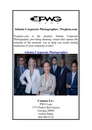 Atlanta Corporate Photographer | Pwglens.com