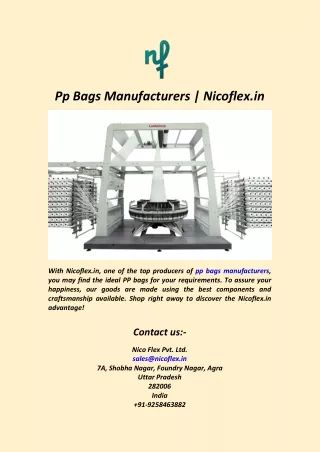 Pp Bags Manufacturers  Nicoflex.in