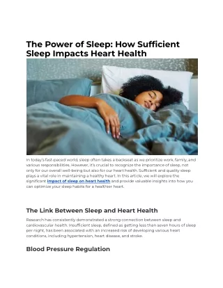 The Power of Sleep_ How Sufficient Sleep Impacts Heart Health
