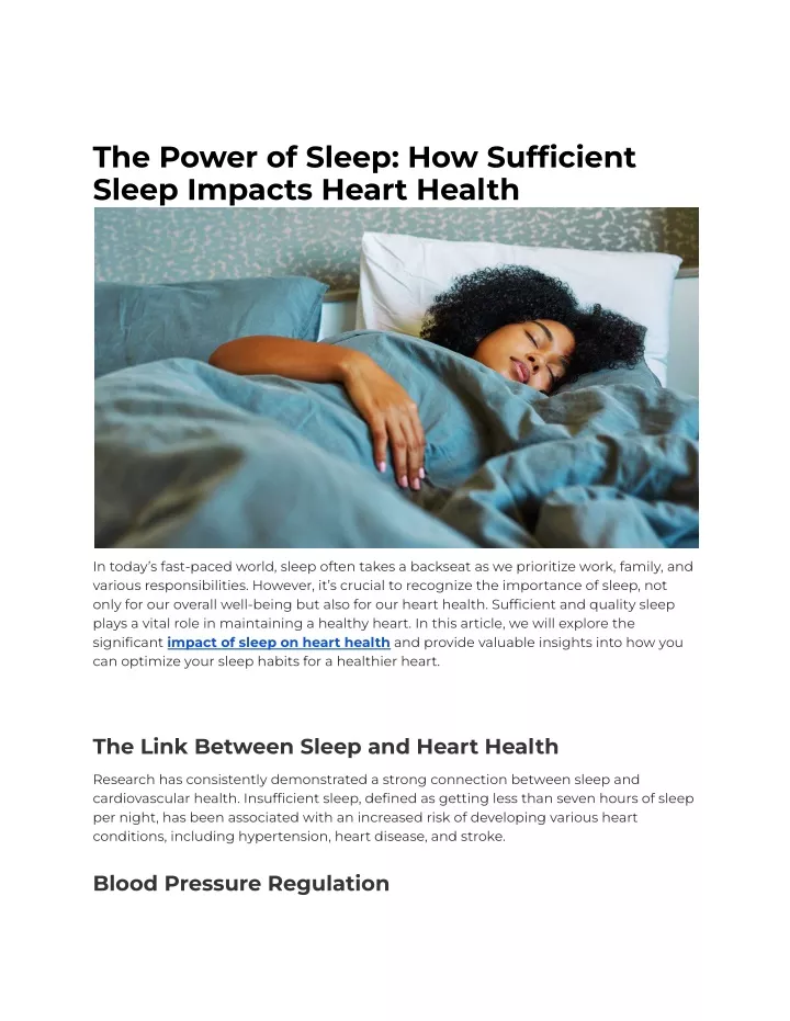 the power of sleep how sufficient sleep impacts