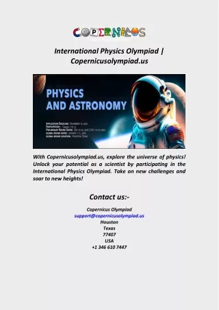 International Physics Olympiad  Copernicusolympiad.us