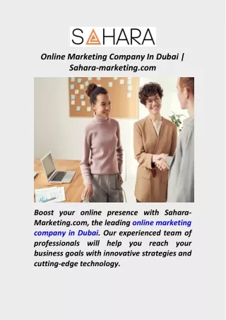 Online Marketing Company In Dubai  Sahara-marketing.com