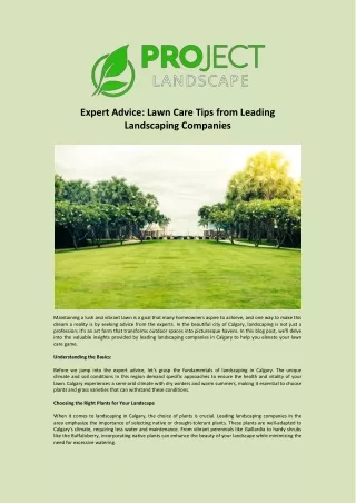 Expert Advice Lawn Care Tips from Leading Landscaping Companies