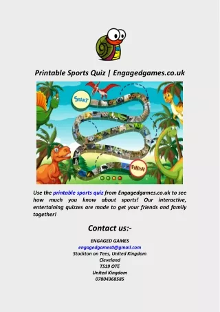 Printable Sports Quiz  Engagedgames.co.uk