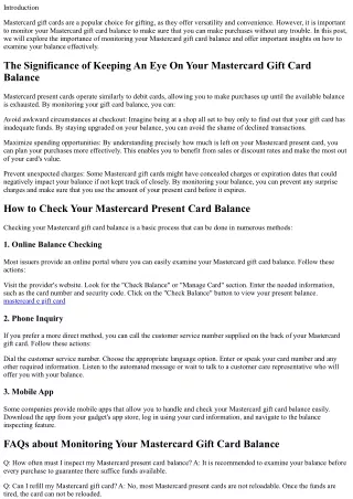 The Importance of Monitoring Your Mastercard Gift Card Balance