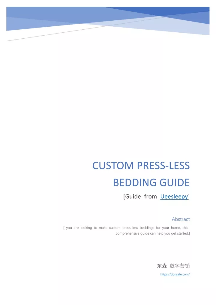 custom press less bedding guide