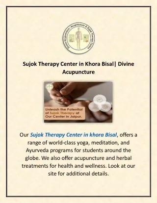 Sujok Therapy Center in Khora Bisal| Divine Acupuncture