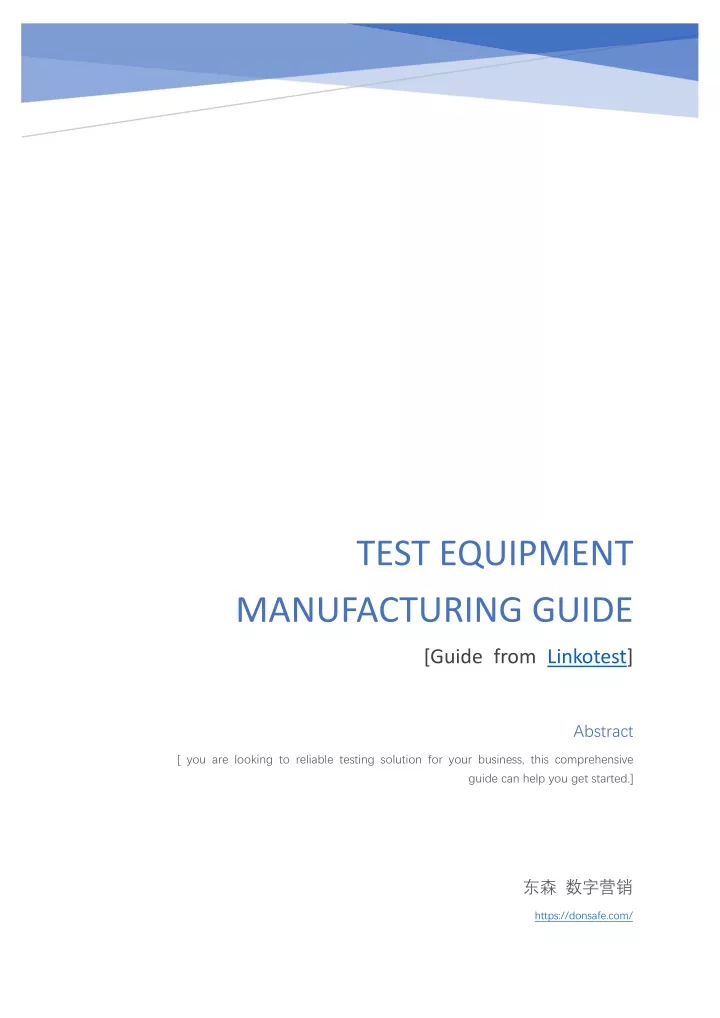 test equipment manufacturing guide