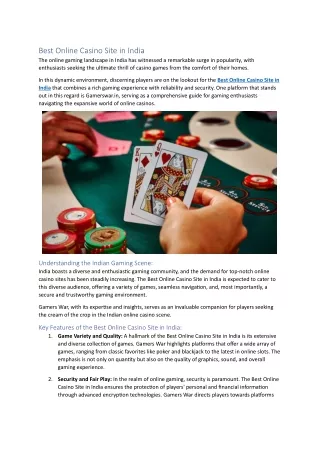 Best Online Casino Site in India